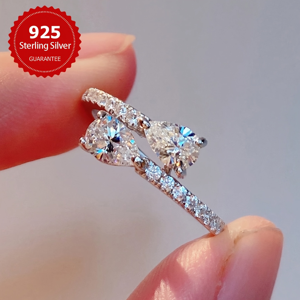 5A Zirconia Women's Ring s925 Pure Silver Wedding Ring